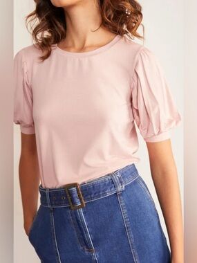 Boden Holly Pink Puff  Sleeve Jersey Tee size 2